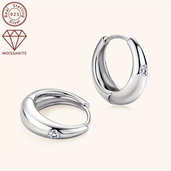 1 Pair Moissanite Earrings 925 Sterling Silvery Ladies Fashion Ring Earrings Round 2.5mm Moissanite Earrings Fashion Simple Daily Earrings, Silvery Weight 4.36g, Moissanite 2.5mm*2pcs, Carat 0.06ct*2pcs - Image 4