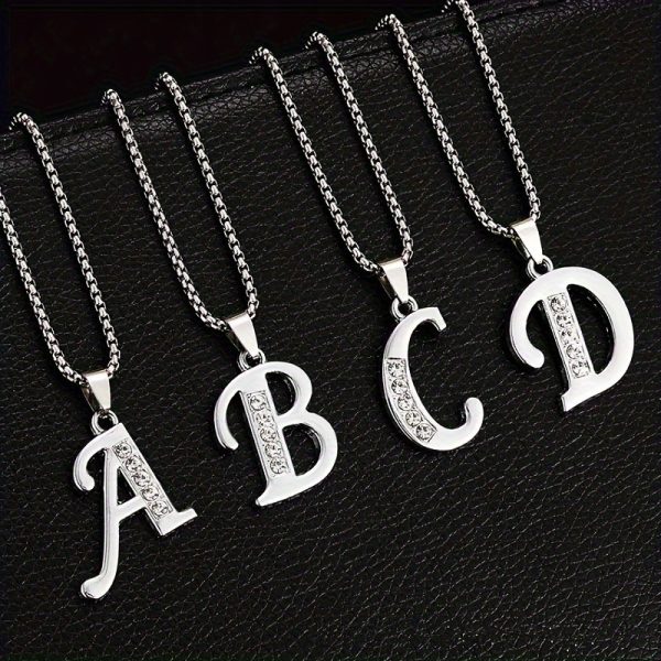 1pc Stylish Stainless Steel Initial Pendant Necklace - Personalize with 26 Letters - Perfect Holiday or Birthday Gift for Her