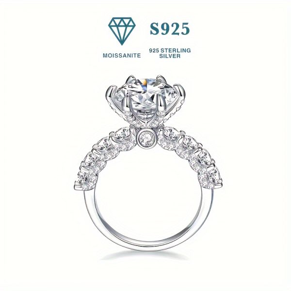 9MM D Color VVS1 Round Moissanite 3CT Sterling Silver Ring, High-Quality Certified Jewelry for Wedding, Engagement, Birthday, Christmas, Anniversary