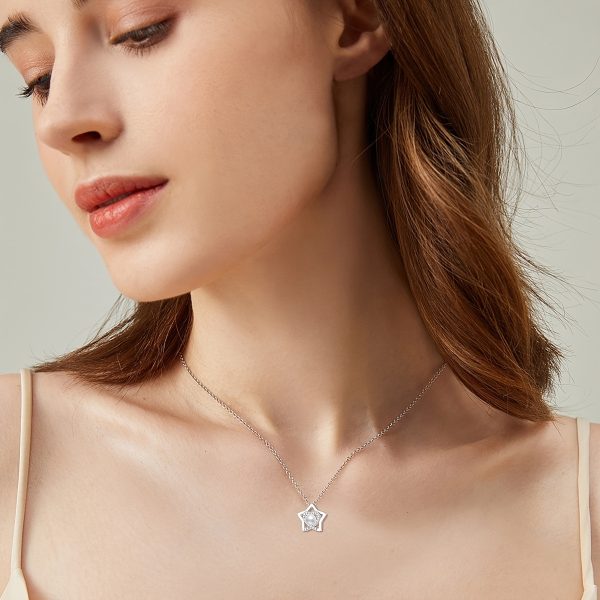 Pearl Necklace 925 Sterling Silver Star Heart Necklace, Single 6mm Freshwater Cultured Pearl Pendant For Women, Pearl Jewelry Gifts For Birthday Wedding Christmas - Image 7