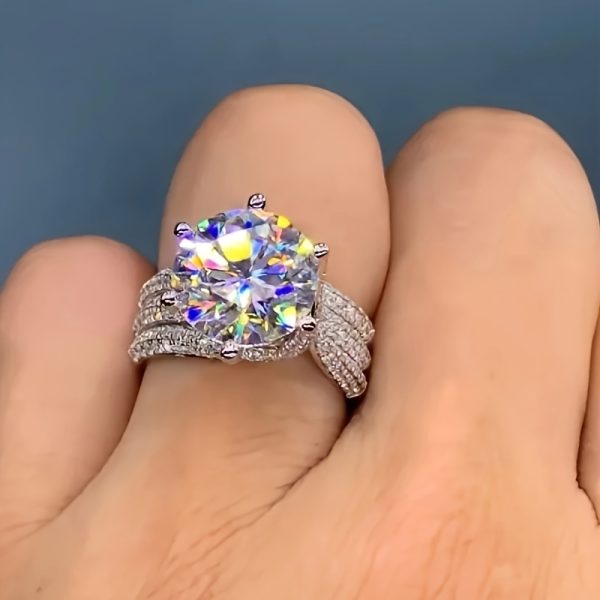Romantic Gift, Shavano Luxury 3u002F5 Carat Moissanite Engagement Ring - Elegant S925 Silvery, Perfect for Weddings & Anniversaries, Vintage-Inspired Design, Gift for Her - Image 3