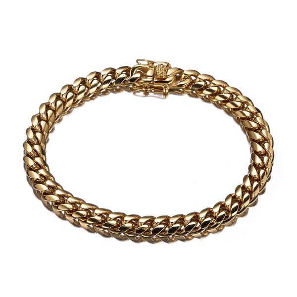 2Pcs Mens Stainless Steel Golden Cuban Chain Golden Bracelet Necklace Jewelry Set - Image 2