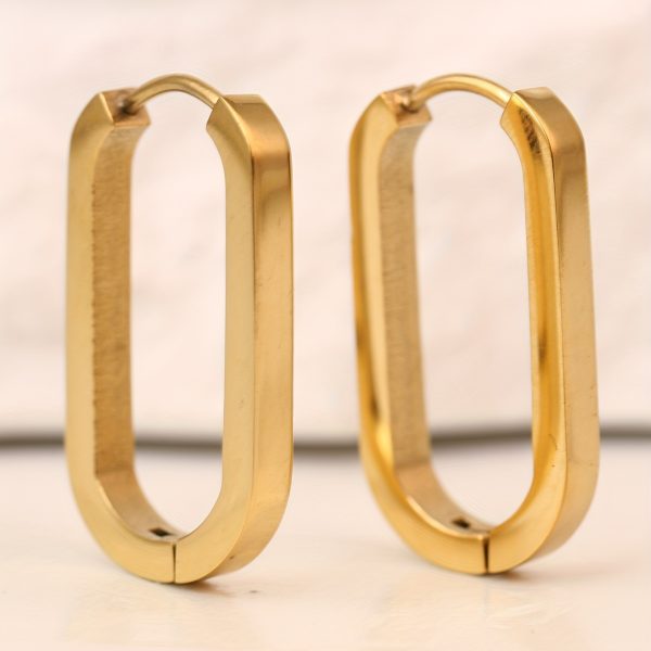 Hypoallergenic Ear Jewelry Stainless Steel Golden U Shape Hoop Earrings Elegant Simple Style All-match Ear Jewelry - Image 2