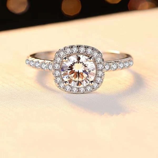 One Carat Luxury Ladies' Moissanite Ring - Fine 925 Sterling Silver Inlaid Jewelry with Exquisite Craftsmanship and Timeless Elegance - Ideal for Engagement, Anniversary, or Everyday Wear - Image 6