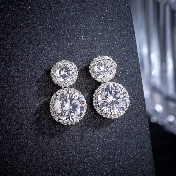2.5 CT + 2.5 CT Dazzling Moissanite Drop Earrings - Sterling 925 Silver Luxury Stud Earrings with Exquisite Design for Romantic Lovers - Ideal Anniversary Gift - Image 6