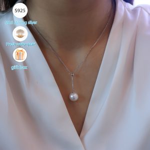 S925 Sterling Silver Freshwater Pearl Necklace, Luxury Elegant Style, 7-8Mm & 10-11Mm Near Flawless Round Pearls, 30G & 4G Total Weight, Gift Box Included, Perfect for Banquets & Weddings, Women'S Fashion Pearl Jewelry