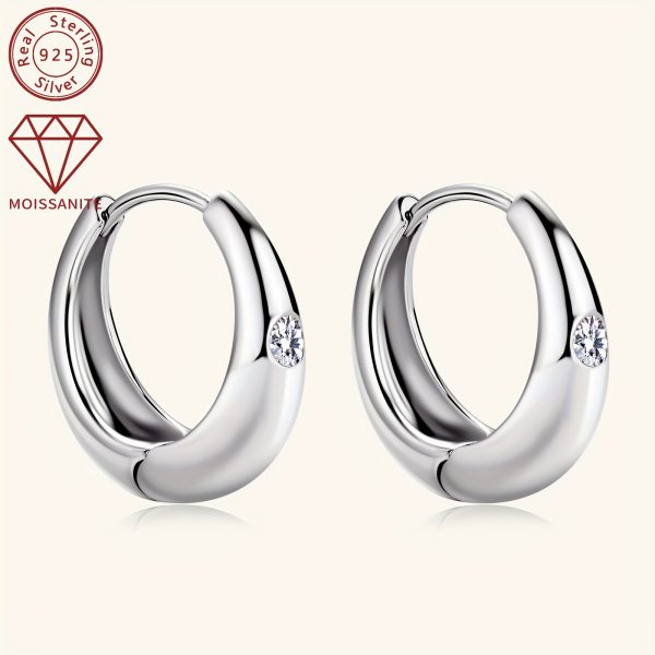 1 Pair Moissanite Earrings 925 Sterling Silvery Ladies Fashion Ring Earrings Round 2.5mm Moissanite Earrings Fashion Simple Daily Earrings, Silvery Weight 4.36g, Moissanite 2.5mm*2pcs, Carat 0.06ct*2pcs - Image 6