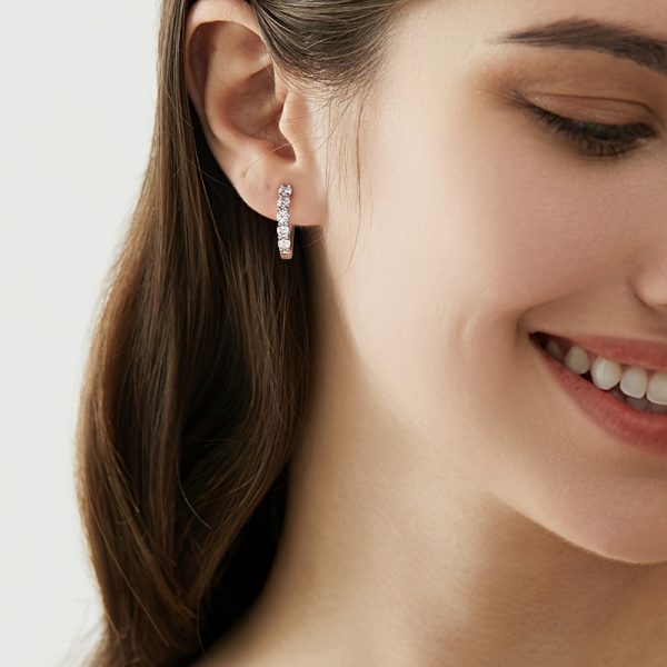 1 Pair Luxurious 925 Sterling Silver Dangle Earrings - Exquisite 0.5CT Moissanite Accents, 0.11oz Hoop Design, Hypoallergenic, Nickel-Free, Perfect for Valentine's Day, Anniversaries, and Bridal Occasions - Image 6