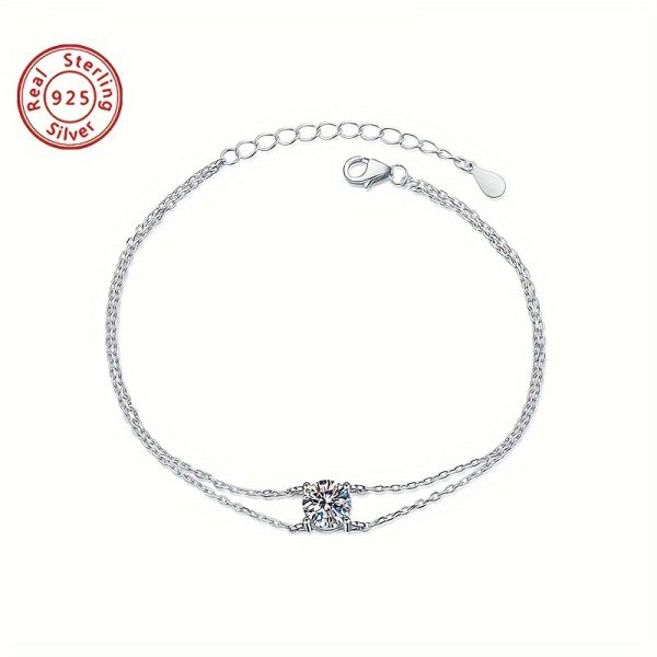BLOVEMEE 1 Carat Moissanite 925 Sterling Silver Women's Fashion Bracelet, Elegant Korean Style, Versatile for Daily Wear, Banquets, Holidays, Birthdays, Valentine's, Christmas, Thanksgiving, Wedding Jewelry Gift - Image 6