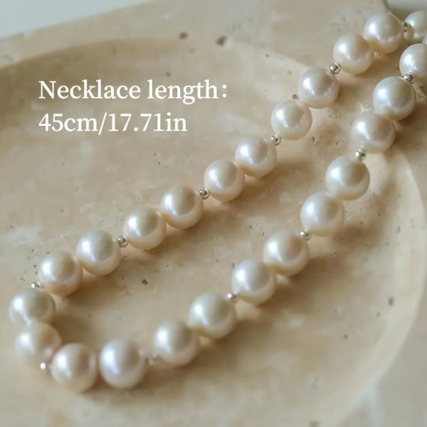 Elegant Freshwater Pearl Necklace with 14K Gold-Plated Clasp - Classic Round & Irregular Design, Perfect for Casual Attire or Vacation, Ideal Valentine's Gift - Image 2