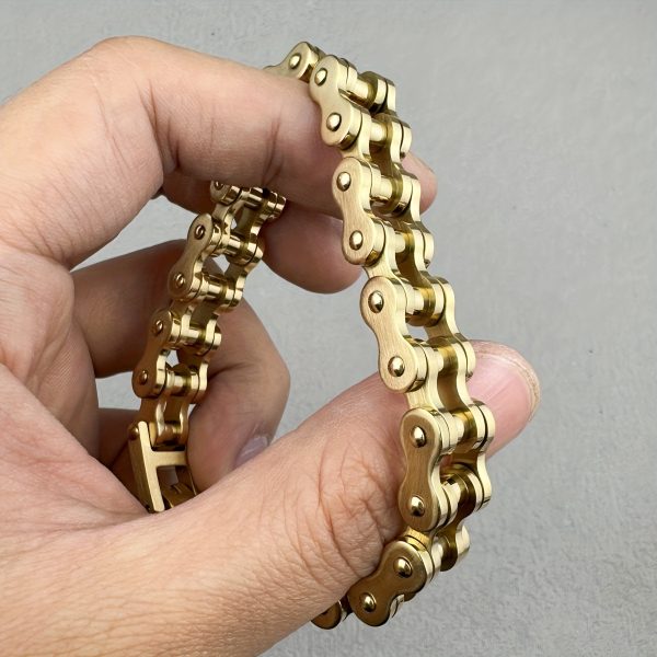 1pc Punk Rock Stainless Steel Mens Bracelet - Stylish & Durable Cool Link Chain Jewelry for Trendsetters - Image 3