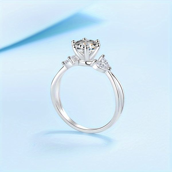 1 Carat Stunning Moissanite Solitaire Engagement Ring - Exquisite Rings for Women, Ideal Mother's Day Gift, Anniversary Present, or Birthday Surprise, Featuring a Dazzling Round Cut Gemstone and a Comfortable, Hypoallergenic Band - Image 4