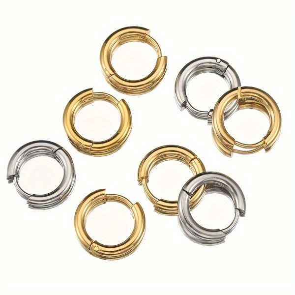 10pcs Golden Round Circle Pendant Buckle Stainless Steel Small Hoop Earrings - Durable, Hypoallergenic, and Versatile DIY Jewelry Making Supplies for Crafting Unique Earrings - Perfect for Jewelry Makers, Crafters, and Fashion Enthusiasts - Image 15