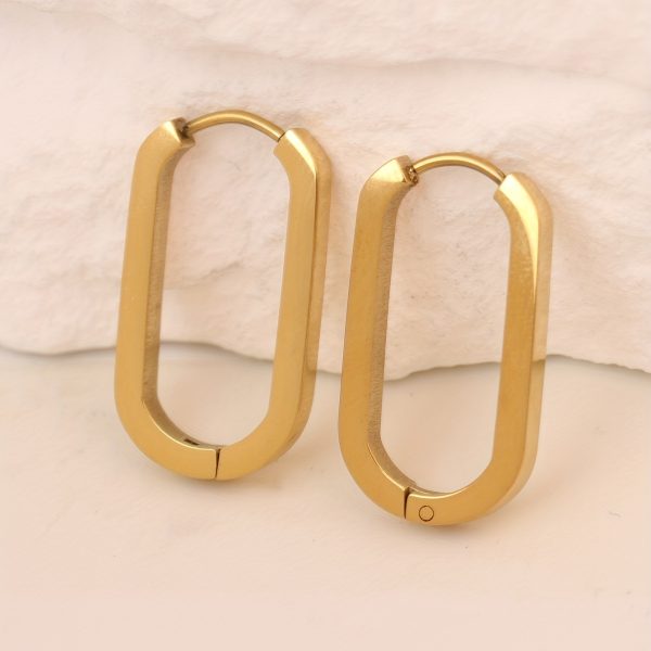 Hypoallergenic Ear Jewelry Stainless Steel Golden U Shape Hoop Earrings Elegant Simple Style All-match Ear Jewelry - Image 3