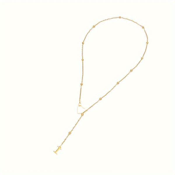 18K Gold Plated Y-Necklace with Heart and Initial Pendant - Stainless Steel Elegant Sexy Alphabet Letter Charm Long Lariat Necklace for Women, Perfect for Daily and Party Occasions, No Stone Setting - Pack of 1 - Image 14