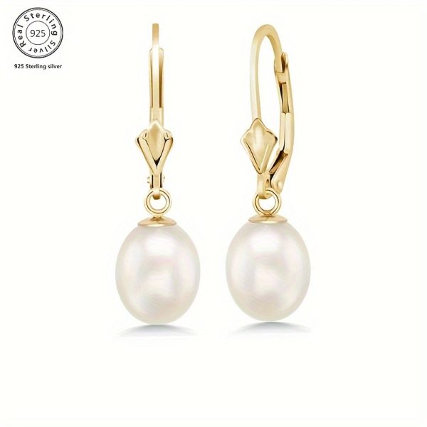 Women's Freshwater Pearl Drop Earrings, 18k Gold Plated Freshwater Pearl Earrings, Suitable For All Occasions, With A Beautiful Gift Box - Image 3