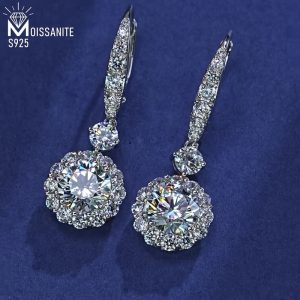 1 piece of fine craftsmanship 925 sterling silver 1 carat * 2pcs Moissanite high quality elegant sexy women's earrings suitable for engagement wedding confession to wear as a gift for friends, lovers, and family members, fashionable party