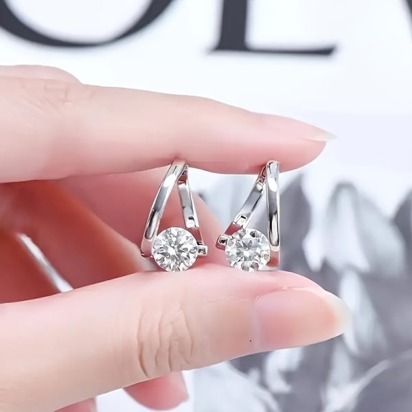 Moissanite Twisted 925 Sterling Silver D Color Earrings, Hypoallergenic, Christmas And New Year Gifts - Image 4