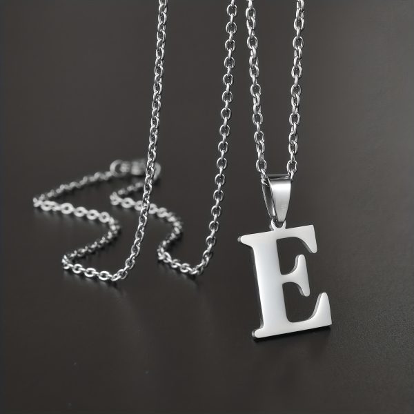 1pc Chic Stainless Steel Initial Pendant Necklace - Personalized Cool Design - Hypoallergenic Birthday Gift for Family & Teenagers - Image 8