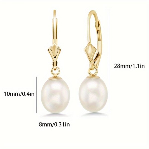 Women's Freshwater Pearl Drop Earrings, 18k Gold Plated Freshwater Pearl Earrings, Suitable For All Occasions, With A Beautiful Gift Box - Image 4