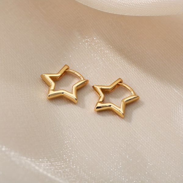 Shimmering Starry Love - 1 Pair Hypoallergenic Stainless Steel Golden Earrings, Chic Couple Jewelry for Enduring Style - Image 5