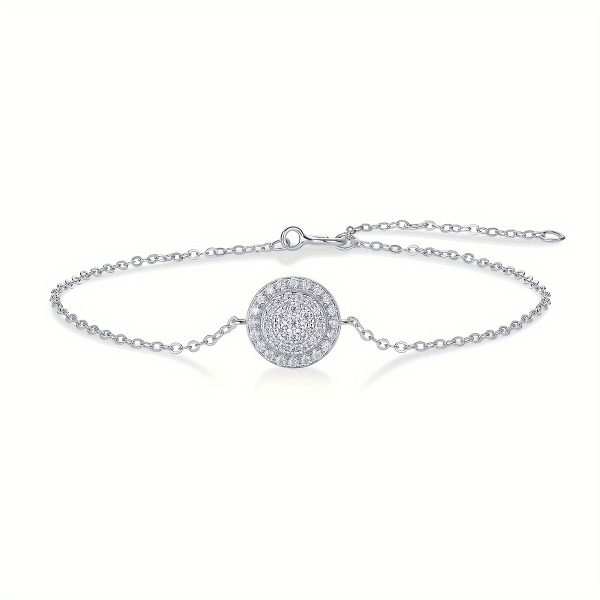 JIUZUAN Moissanite Diamond Round Link Bracelet, 0.36 CT Lab Grown Women's Sterling Silver Charm Bracelet With 7 Layers White Gold Plated Sparkling Bracelets Gifts For Women Mother