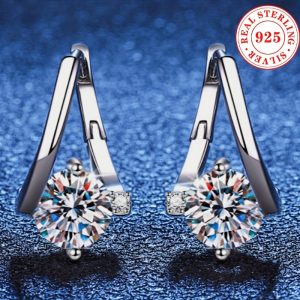 2ctu002Fpair Moissanite Earrings Elegant Simple Bridal Wedding Jewelry 925 Sterling Silver Hoop Earrings For Women Engagement Wedding Party Jewelry For Friends Family Lover Birthday Gift