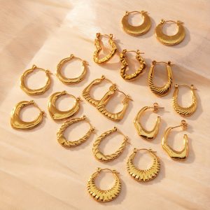 18PCSu002Fset Of 9 Styles 9 Pairs Of Women's Stainless Steel Personalized Hoop Earrings, Suitable For Gifts For Women