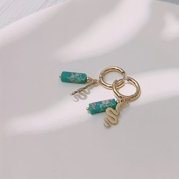 Unique Natural Stone Pendant - Drop & Dangle Earrings with Boho Elegant Design, Stainless Steel Jewelry, Trendy Gift for Women, Handcrafted Irregular Shape, Hypoallergenic, Nickel-Free, and Durable - Image 10