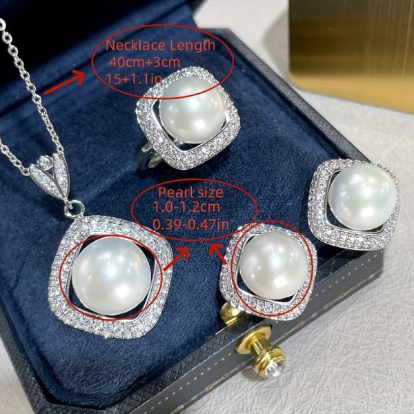 Elegant Freshwater Pearl Jewelry Set for Women - Includes Pendant, Stud Earrings & Ring | Perfect for Casual Attire & Gifting - Image 6