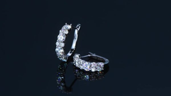 Elegant 14K Golden Plated 925 Sterling Silver Hoop Earrings with Synthetic Moissanite Stones, Luxury Round Cut April Birthstone Earrings, Perfect for Wedding and Christmas Holiday Season - Image 12