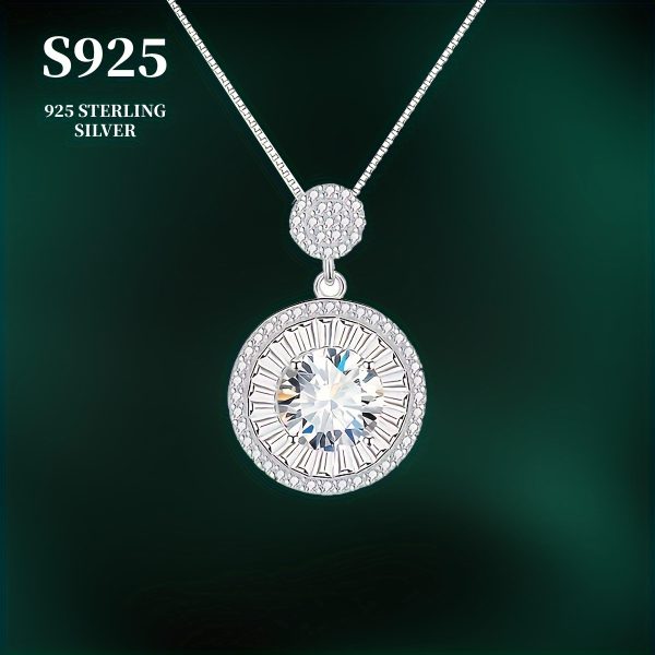 2 Carat Moissanite Round Halo Pendant Necklace - 925 Sterling Silver, Elegant and Sexy Style, Engagement, Wedding Accessories, Gifts for Women - Image 3