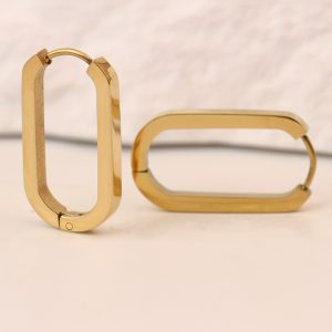 Hypoallergenic Ear Jewelry Stainless Steel Golden U Shape Hoop Earrings Elegant Simple Style All-match Ear Jewelry