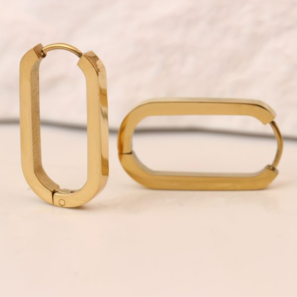 Hypoallergenic Ear Jewelry Stainless Steel Golden U Shape Hoop Earrings Elegant Simple Style All-match Ear Jewelry