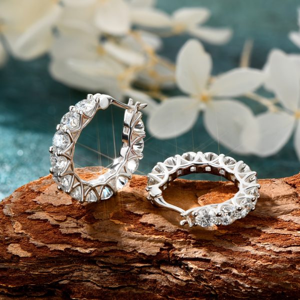 1 Pair Luxury Moissanite Huggie Hoop Earrings - S925 Sterling Silver, Sparkling, Daily Wear, Festival Gift, Women's Jewelry - Hypoallergenic, Nickel-Free, Durable, Shining, Elegant Accessories - Image 6