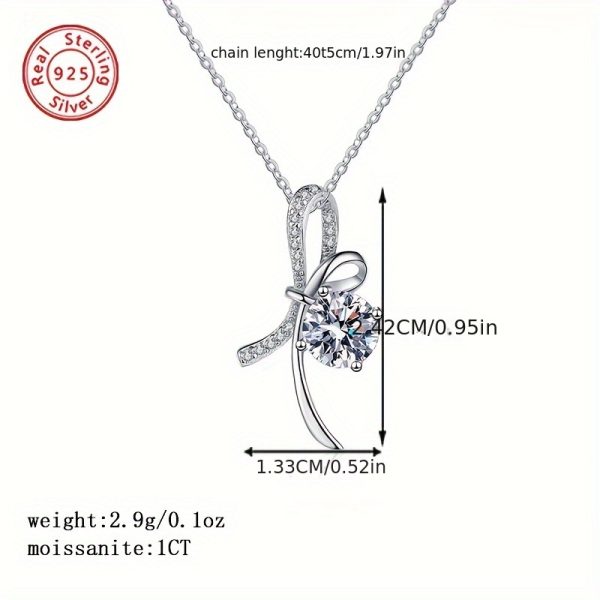 Elegant 925 Sterling Silver Moissanite Pendant Necklace, 1 Carat Luxury Solitaire with Platinum Plating, Versatile Accessory for Daily Wear and Party, Ideal Mother's Day Gift - Image 4