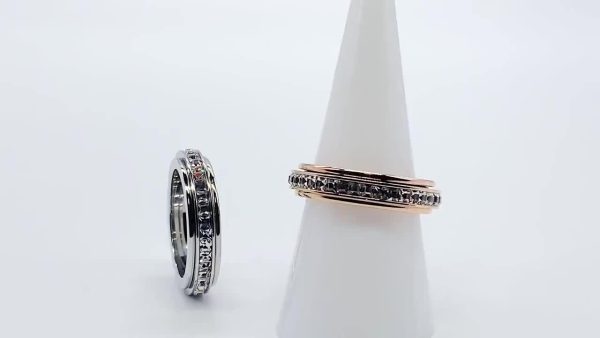 Elegant Band Ring Made Of Stainless Steel Inlaid Shining zirconia Rotatable Design For Releasing Your Stress Silveryu002F Rosyu002F Golden Just Pick One - Image 10