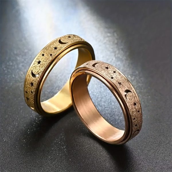 1pc Rotatable Anxiety Fidget Ring - Made of Durable Stainless Steel, Trendy Moon and Star Design, Multi Colors to Choose, Match Daily Outfits with Style - Image 7