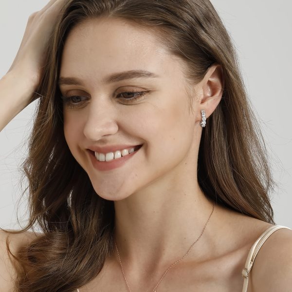 2.0ct D Color Moissanite Brilliant Round Cut Sterling Silver Hoop Earrings for Women Men Wedding - Image 7