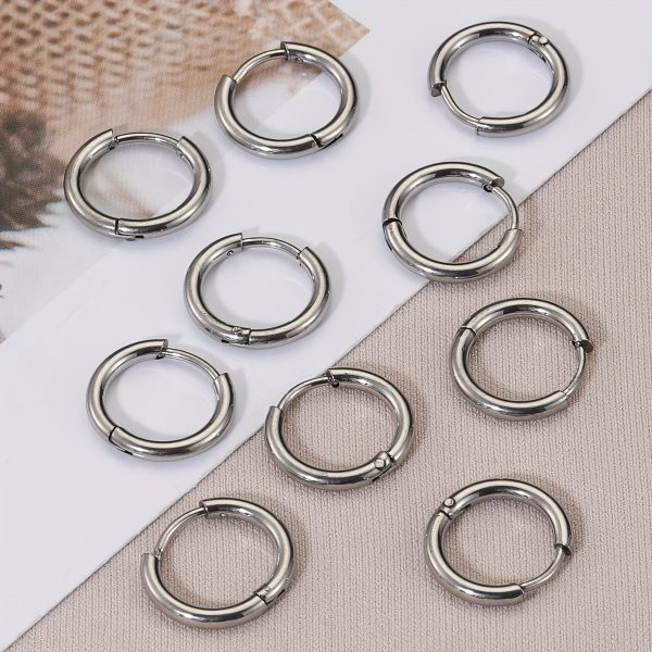 10pcs Golden Round Circle Pendant Buckle Stainless Steel Small Hoop Earrings - Durable, Hypoallergenic, and Versatile DIY Jewelry Making Supplies for Crafting Unique Earrings - Perfect for Jewelry Makers, Crafters, and Fashion Enthusiasts - Image 3