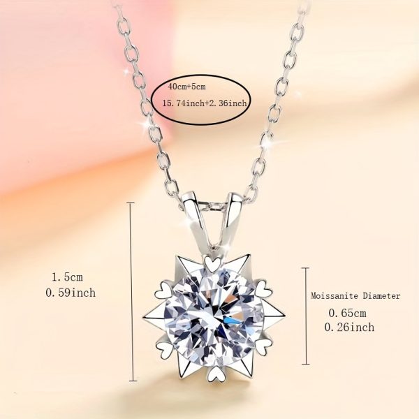 Ladies Christmas Snowflake Versatile Necklace Clavicle Chain 925 Silver One Carat Moissanite Pendant Set Chain - Image 4