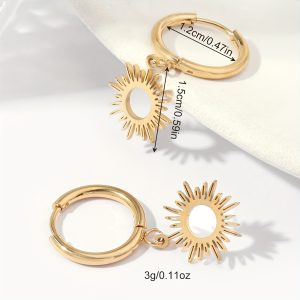 1 Pair of Trendy Retro Stainless Steel Sunflower Earrings for Men and Women, Ideal Holiday Party Gift or Couple Accessories