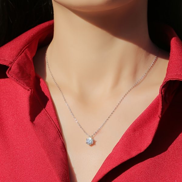 1ct-2ct Moissanite Sterling Silver Classic 6 Claw Necklace Pendant - Luxury Jewelry for Women, Birthday, Wedding, Engagement, 925 Silver, Classic Design, Durable, High-Quality, Sparkling, Eye-Catching, Romantic Gift - Image 6