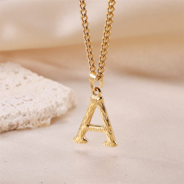 1pc Novel Trendy Stainless Steel Electroplated Golden English 26 Letters Fashion Pendant Necklace For Men And Women - Image 22