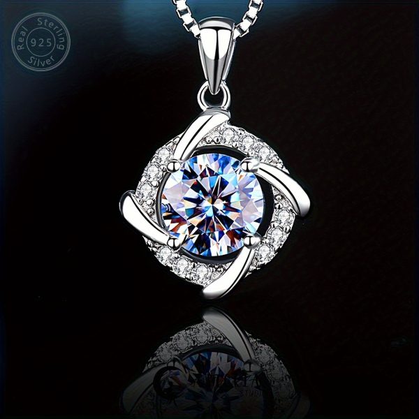 0.8ct Moissanite 925 Silver Windmill Necklace, Sparkling Fashionable Charm, Gift Box for Holiday - Image 4