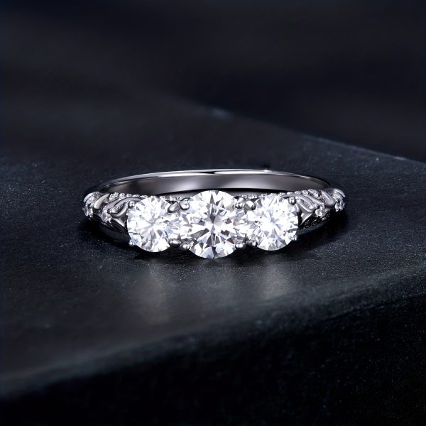 0.3-0.5ct Moissanite Halo Ring - Statement - 925 Sterling Silver Inlaid, A Row of Moissanite, Comfort Fit, Engagement, Wedding, Anniversary, Party, Elegant, Banquet Gift for Women - Image 6