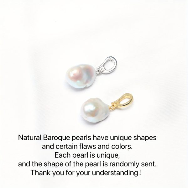 Vintage French-Style Baroque Freshwater Pearl Pendant Enhancer, Natural Stone, S925 Sterling Silver with Plating, Universal Clasp ?C Elegant Accessory for Daily Wear, Date Night, Gifting, Bridal Jewelry - Image 9