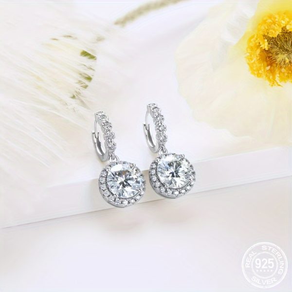 S925 Sterling Silver Earrings With 2ct+2ctu002F3ct+3ct Moissanite D Color VVS, 18K White Gold Plated, Elegant Bling Style, 0.18oz Weight, Card Included - Image 7