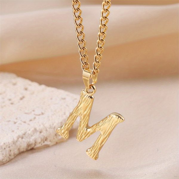 1pc Novel Trendy Stainless Steel Electroplated Golden English 26 Letters Fashion Pendant Necklace For Men And Women - Image 14