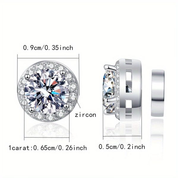 LOVESSOM Classic Round Moissanite Stud Earrings 1 Carat 925 Sterling Silver Magnetic Clip-on, 18K Gold Plated, Casual Style No Piercing Required, Perfect Gift for Holidays & Daily Wear with Gift Box - Image 3